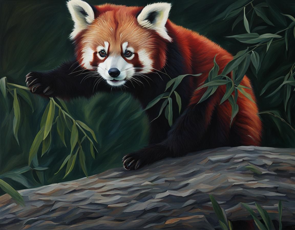 Vibrant Painting of a Red Panda