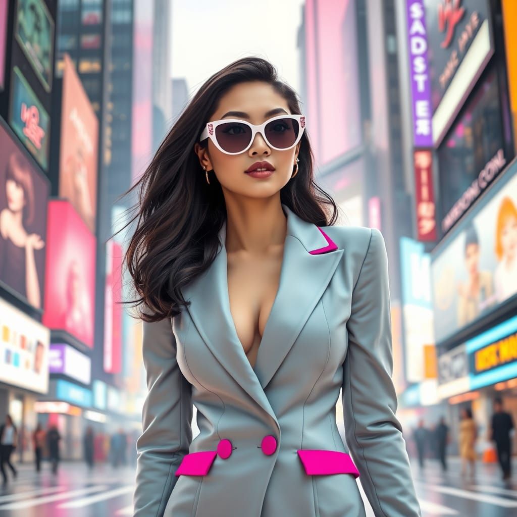 Marinette Dupain-Cheng in Futuristic Cityscape Art