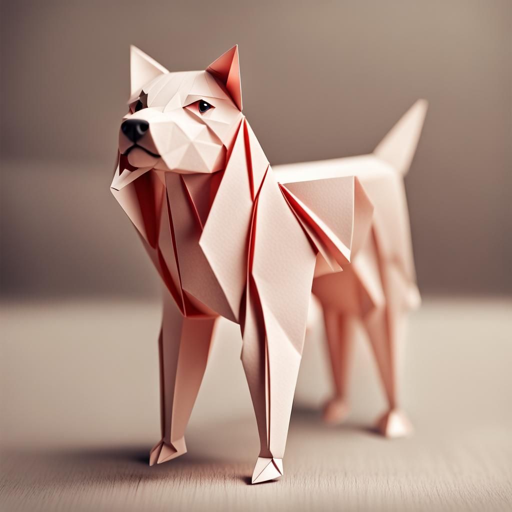 Origami Dog Papercraft in 8K Resolution