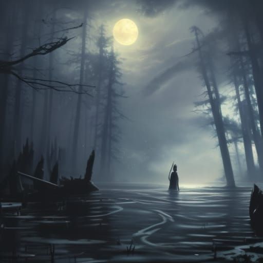 Swamp Monster Emerges: Dark Fantasy Concept Art