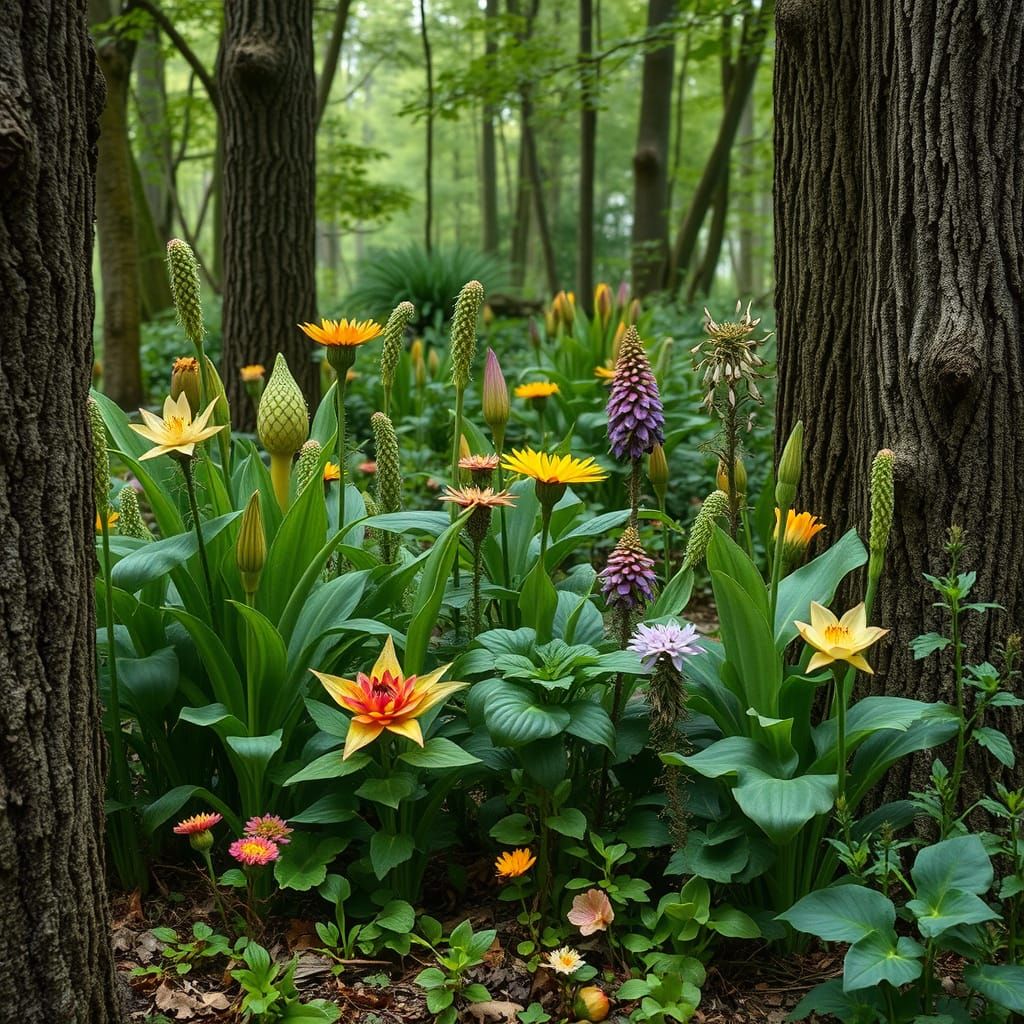 Anthropomorphic Plants Play Hide and Seek in Garden