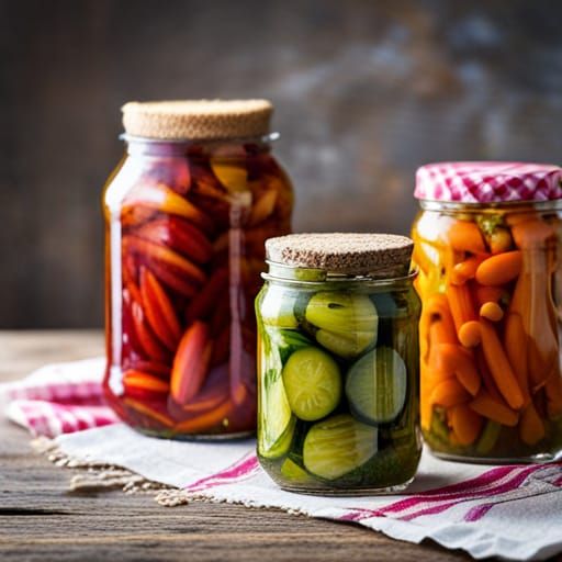Vibrant Pickled Vegetables in Glass Jars