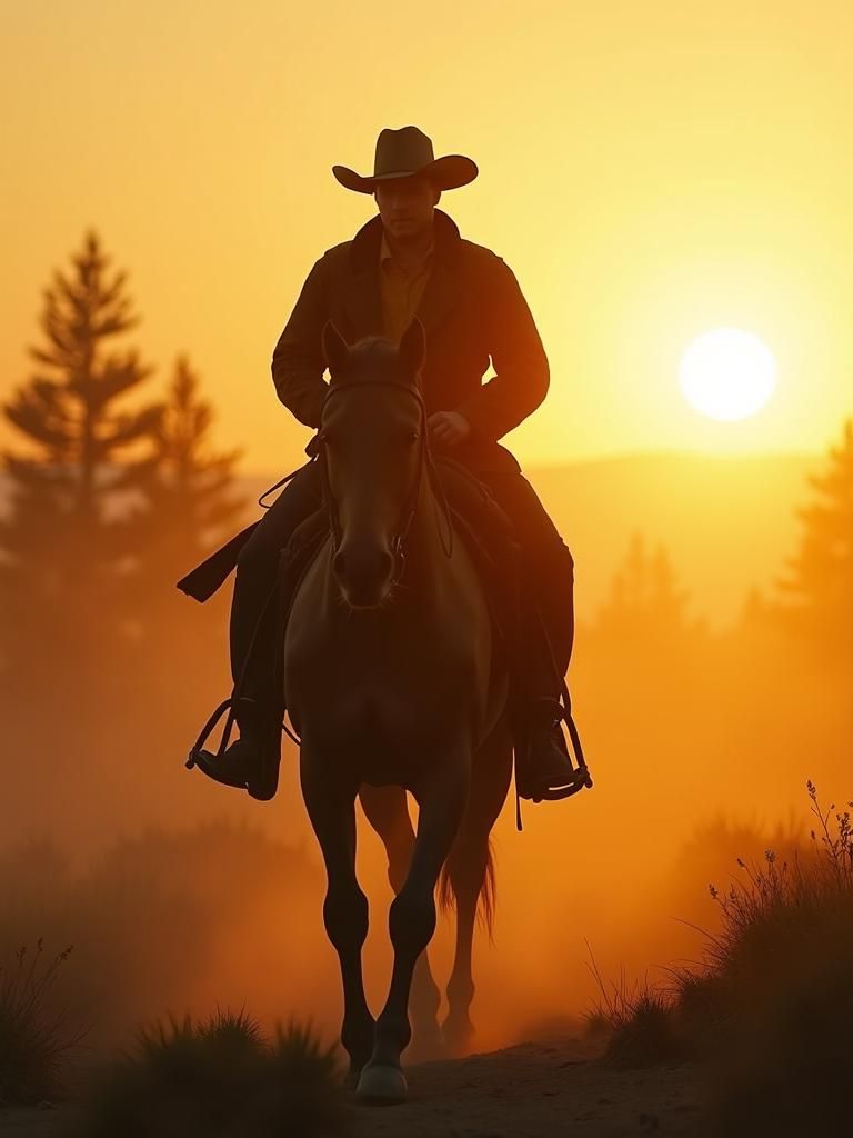 Arthur Morgan Rides Into Sunset: Cinematic Film Still