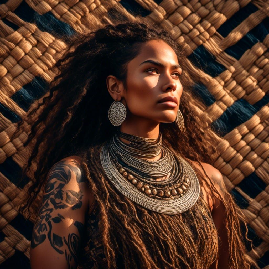 Cultural Portrait of Maori Woman with Traditional Tattoos