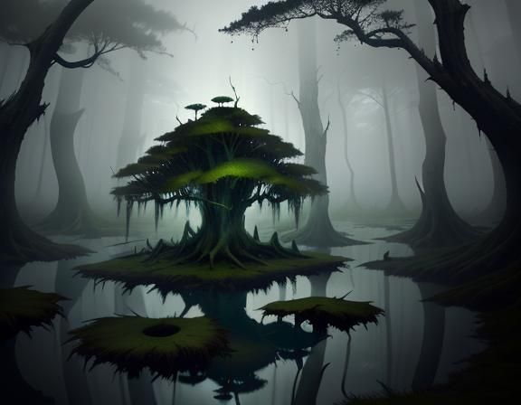 Bullywug in Murky Swamp: Dark Fantasy Concept Art
