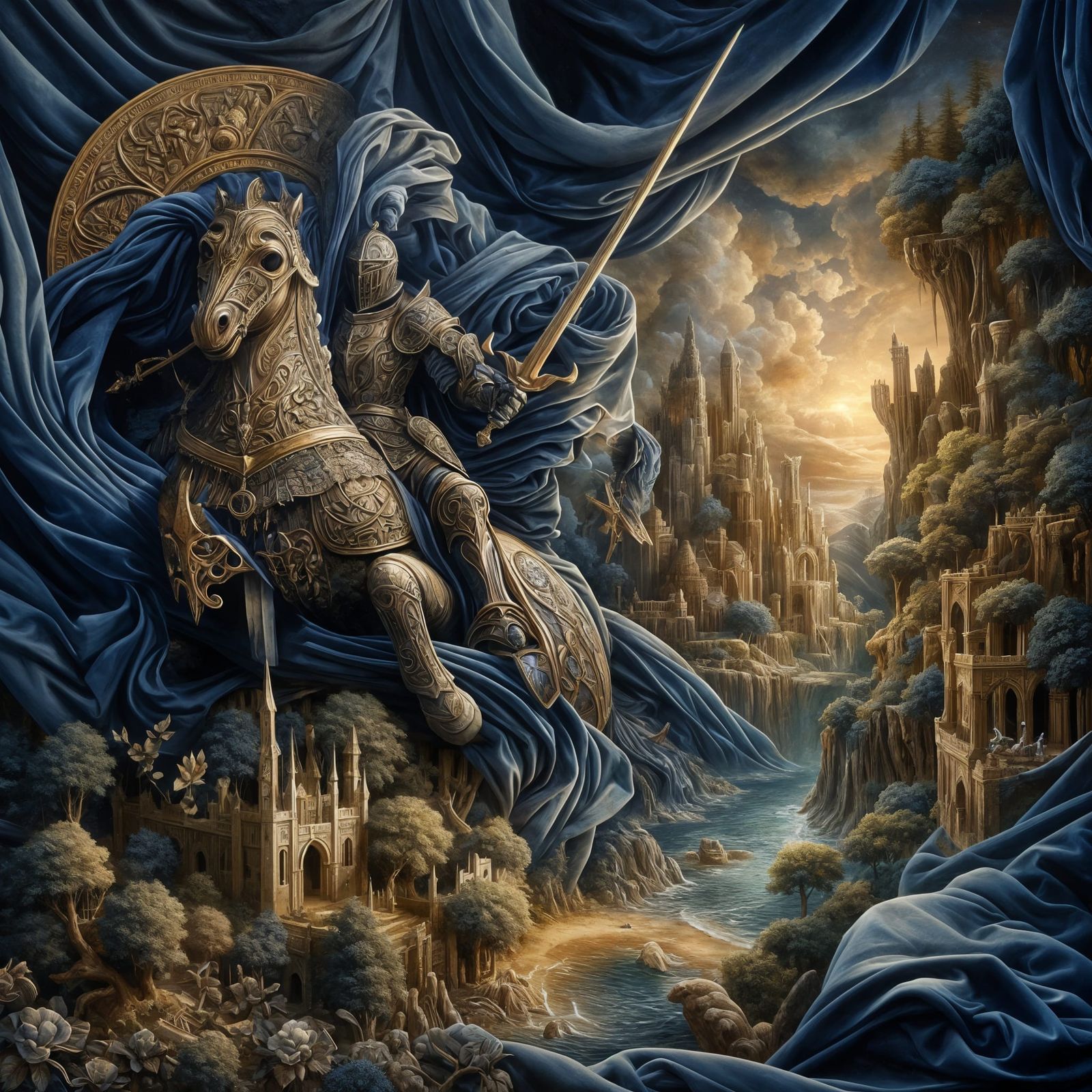 Surreal Knight Still Life: Impasto Oil Painting