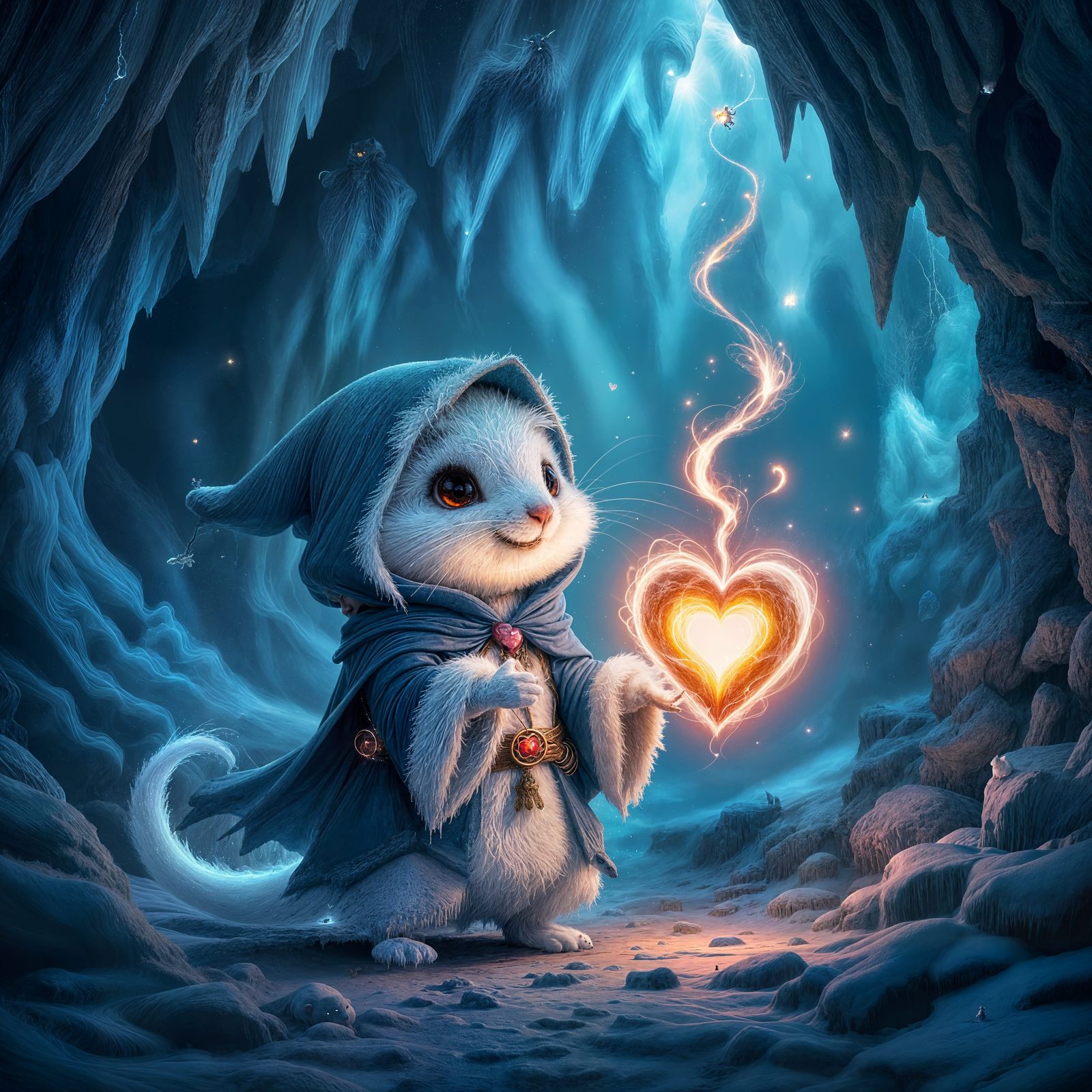 Glowing Heart Merchant in Crystal Cave