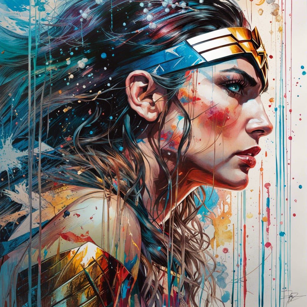 Wonderwoman Reflects: Hyperrealistic Mirrored Image