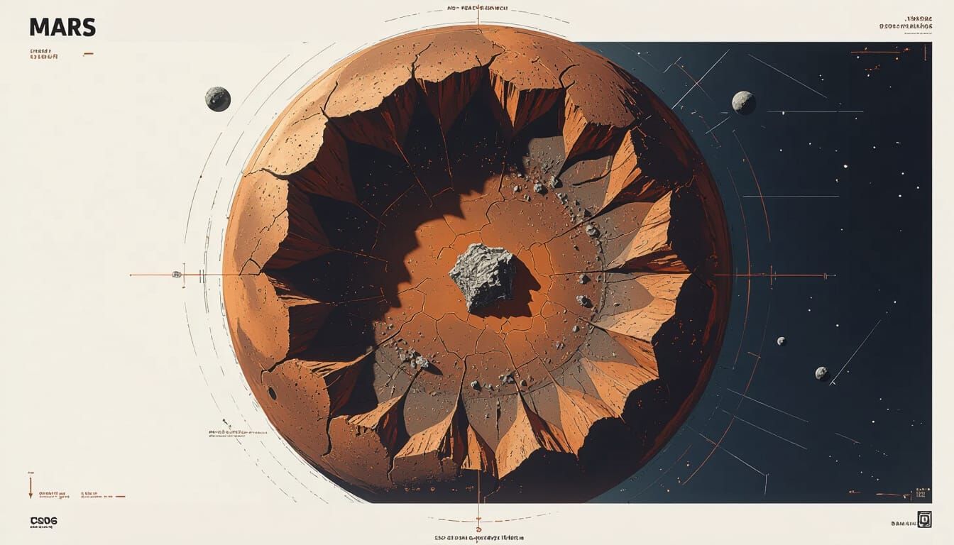 Martian Impact Crater Bird's-Eye View