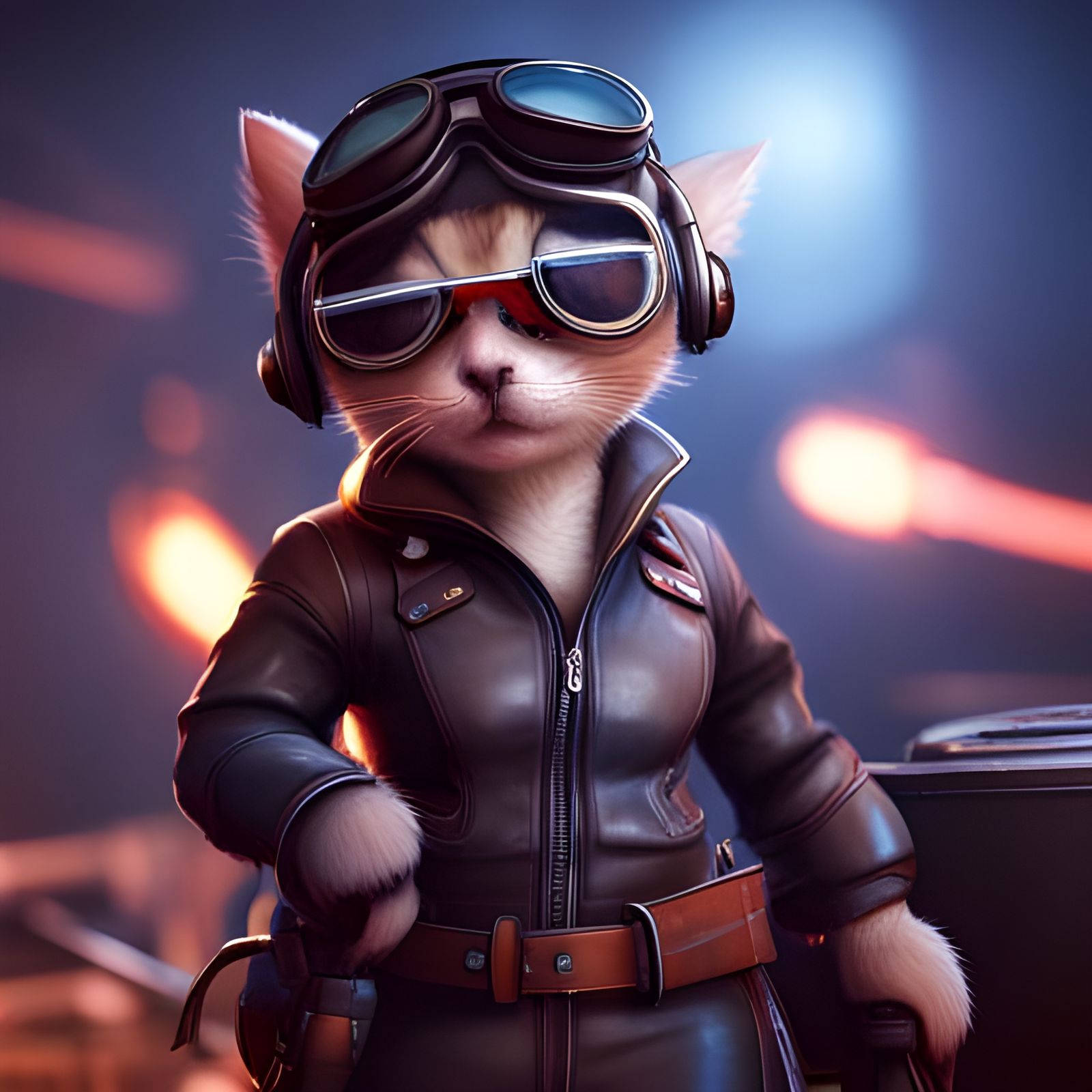 Kittenpunk: Kitten in Leather Jacket, 3D Render