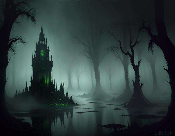 Bullywug Emerges from Murky Swamp in Dark Fantasy