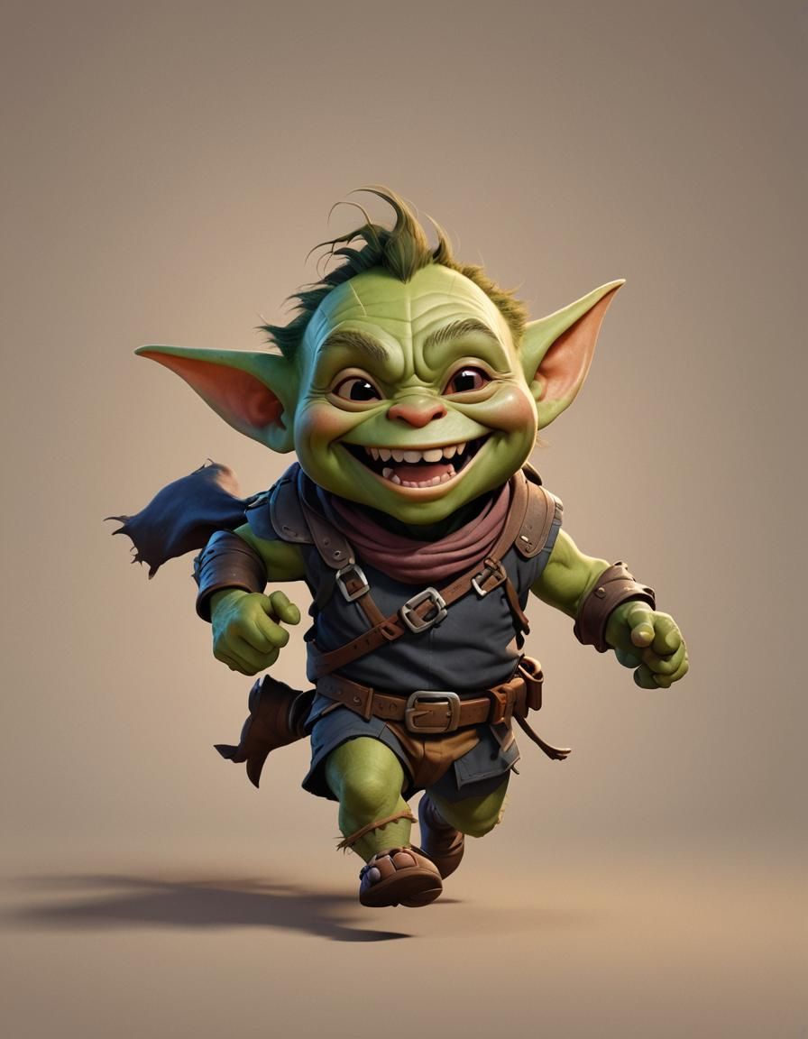 Smiling Baby Goblin, 3D Digital Art