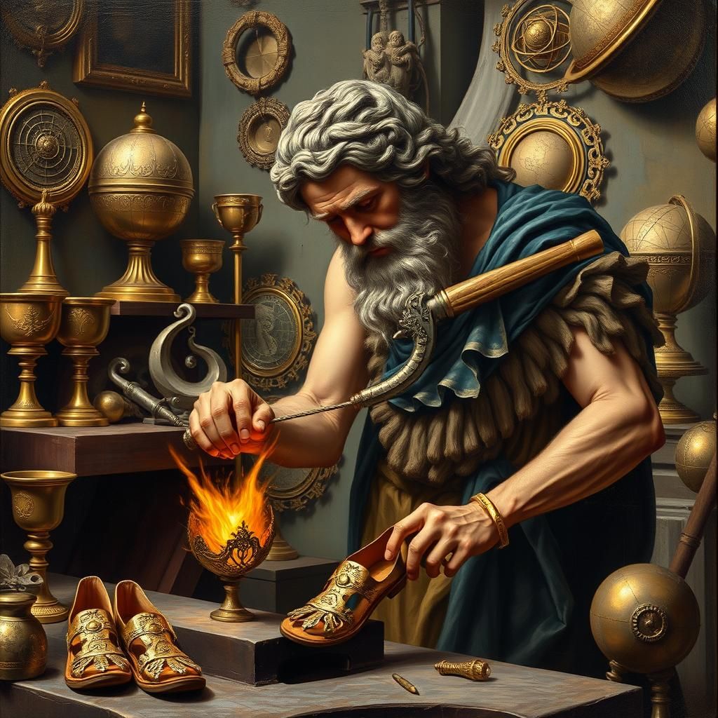 Hephaestus Crafts Hermes' Sandals: A Baroque Masterpiece