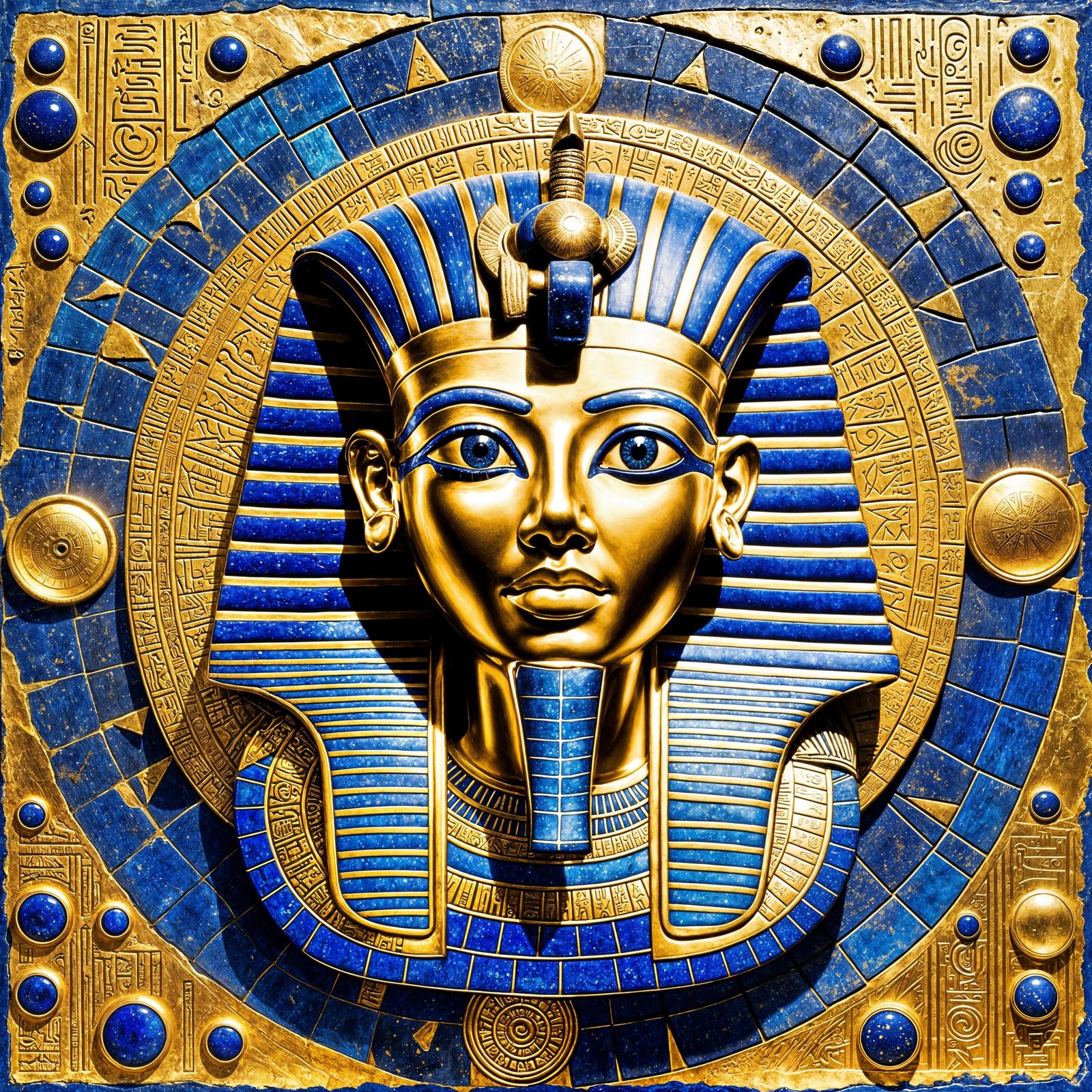 King Tut in Ancient Egyptian Collage Style