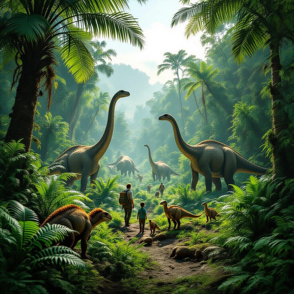 Jurassic Jungle Scene Reminiscent of Walking with Dinosaurs