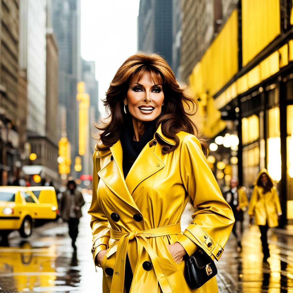 Raquel Welch In Yellow Raincoat