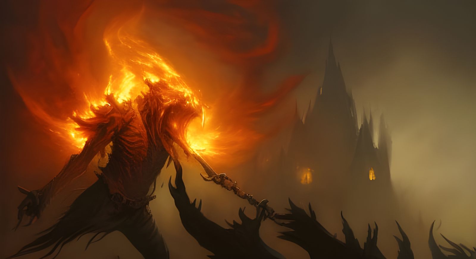 Flaming Skull Dark Fantasy Concept Art