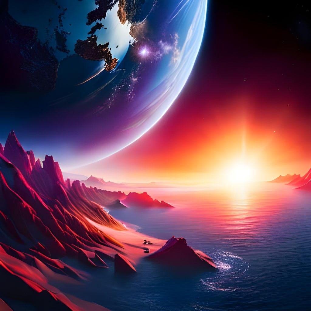 Alien Water Planet in Stunning Sci-Fi Landscape