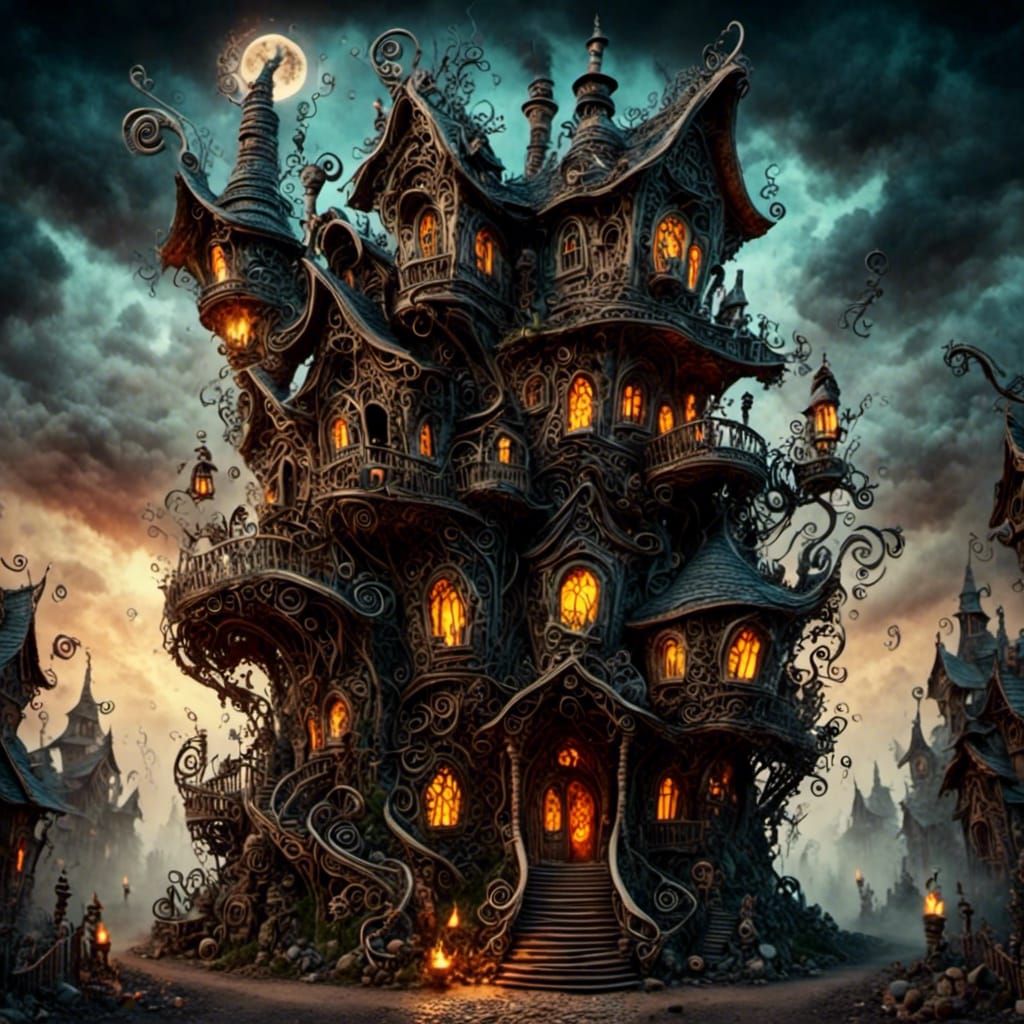 <lora:Zentangle:1.0> <lora:Wonky Houses:1.0>