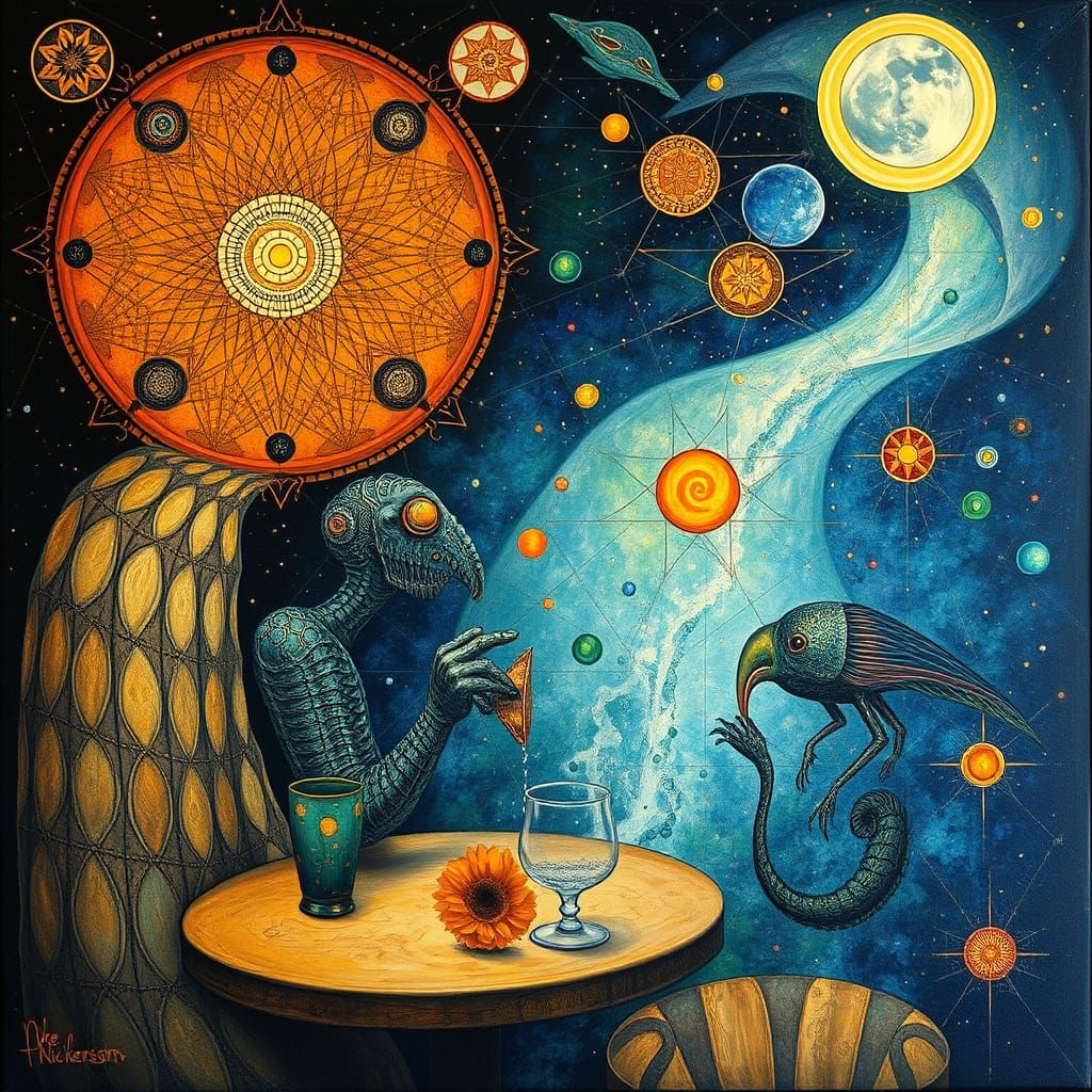 Psychedelic Utopia with Sacred Geometry, as Oil Painting