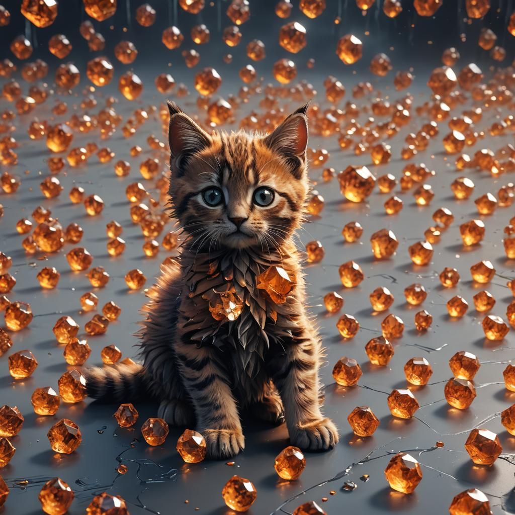 Orange Crystal Kitten Fantasy Concept Art