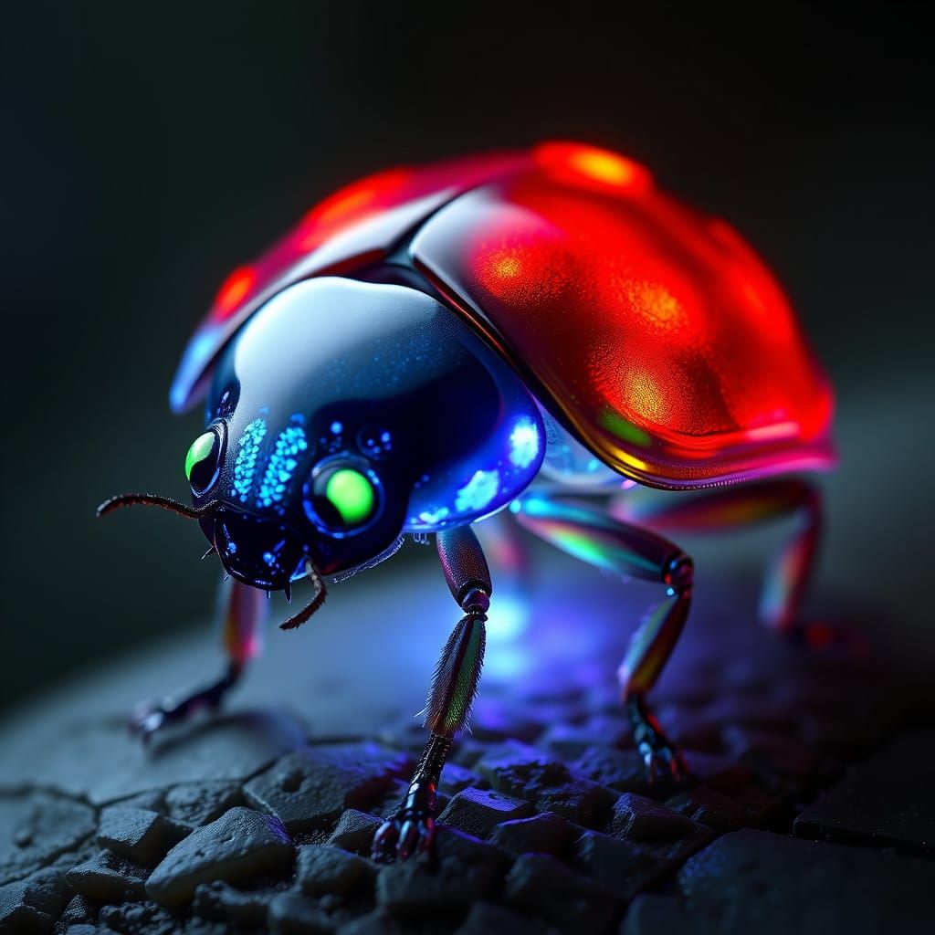 Transparent Bioluminescent ladybug
 adorable Creature