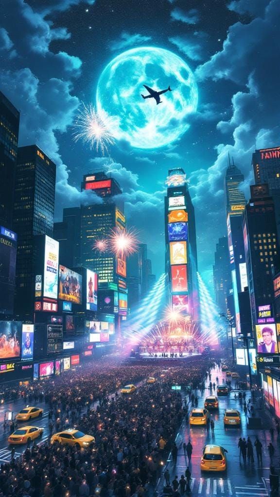 Times Square at Night: Anime-Inspired Digital Painting