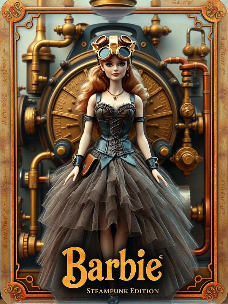 Steampunk Barbie in a Vintage Blister Pack with Steam-Powere...