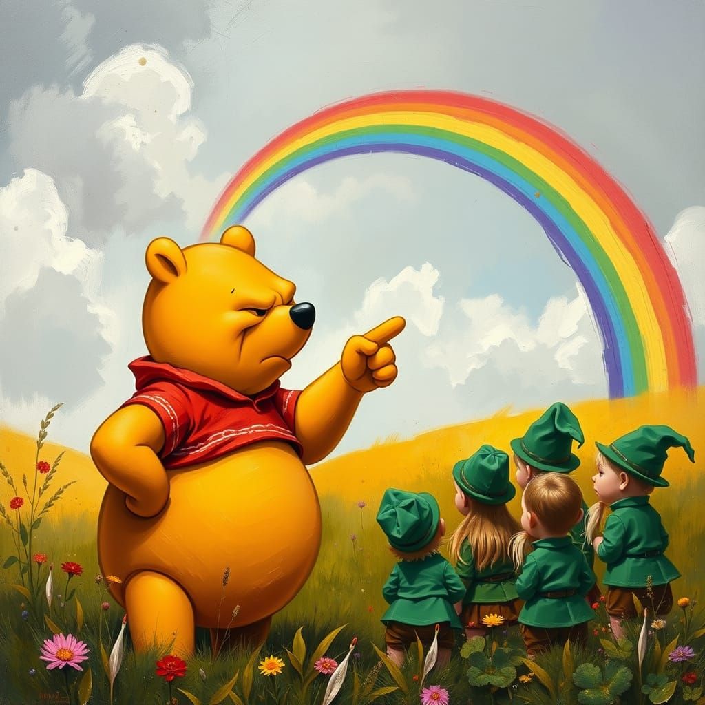 Pooh's Fiery Outburst in Emerald Green