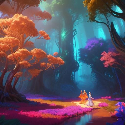 Ethereal Woman in a Glowing Fantasy Forest