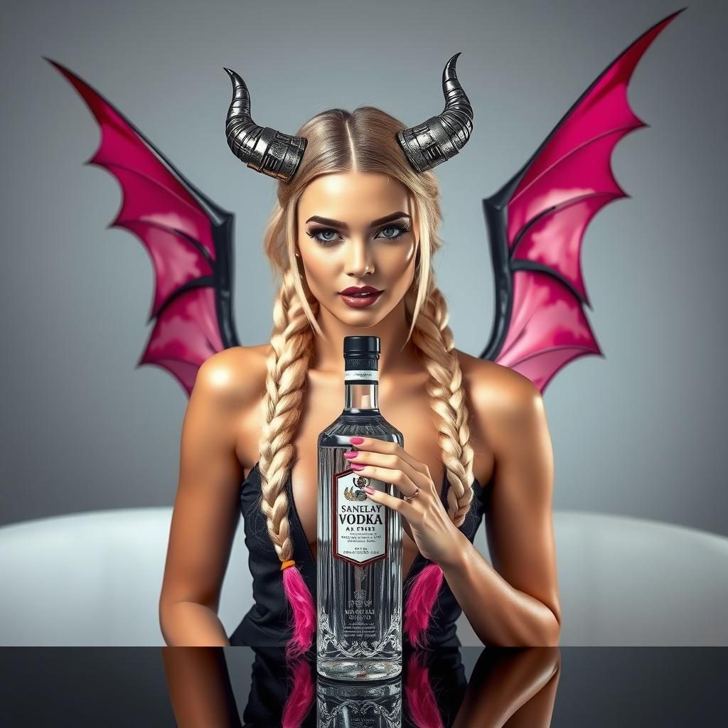 High-Fashion Portrait of Blonde Model with Braids