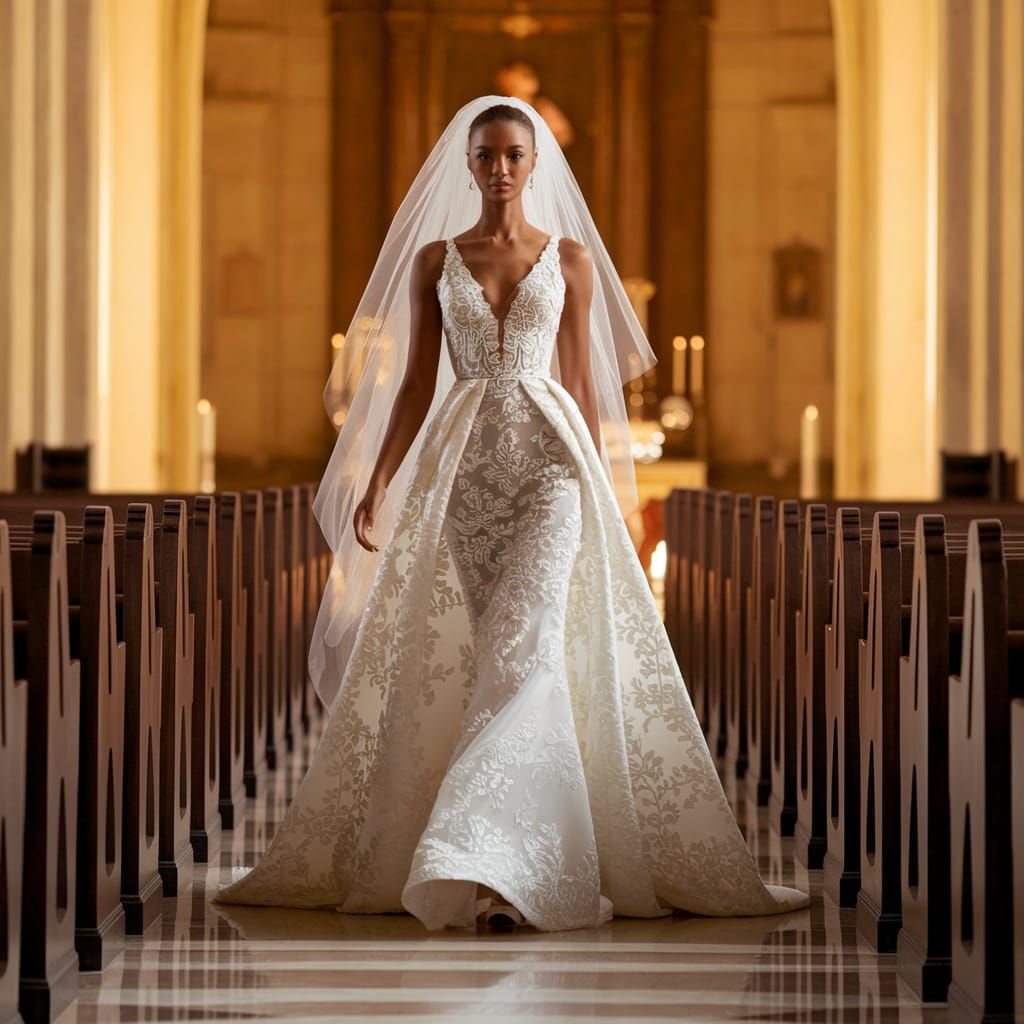 Elegant Church Wedding in a Romantic ñandutí Style