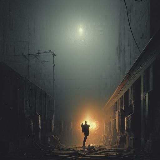 Dark Motel Room: Hyperrealistic Portrait of Despair