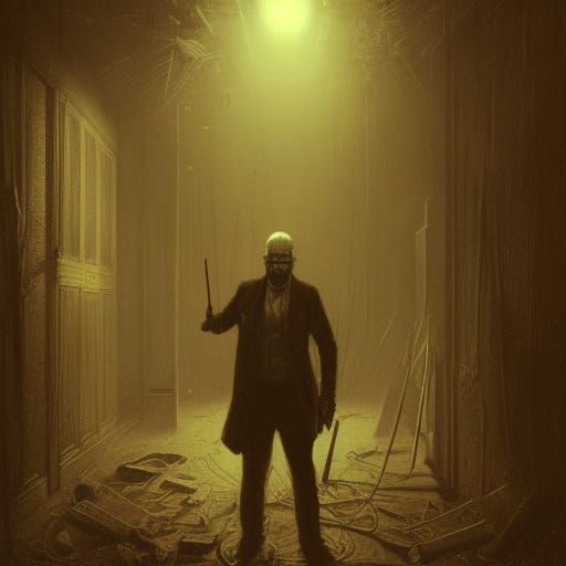 Dark Motel: Man with Gun in Hyperrealistic Horror