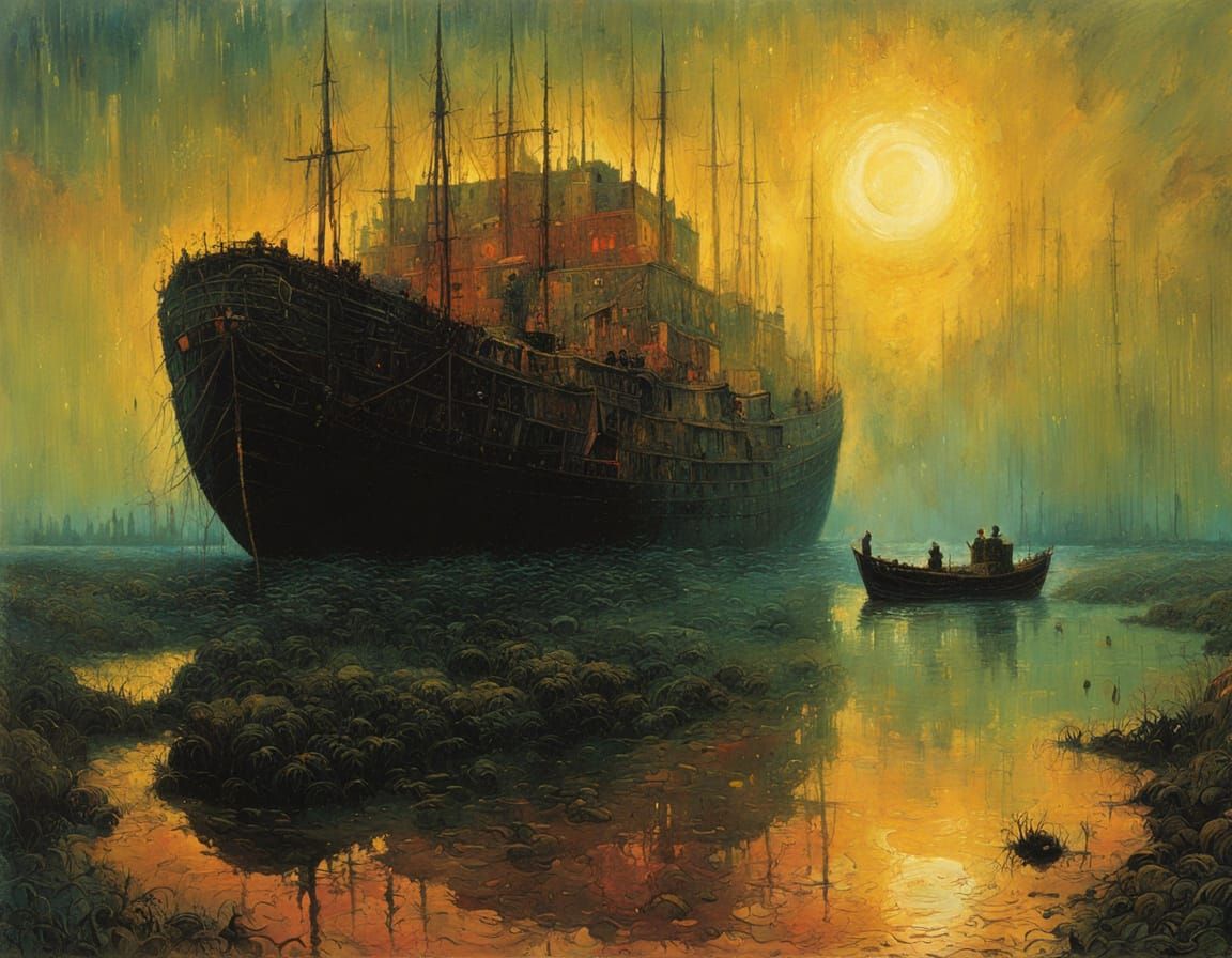 Surreal Rainy Day Scene in Mixed Styles