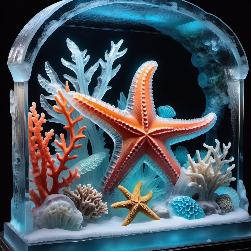 Detailed Ice Mermaid Sculpture in Vivid Colors