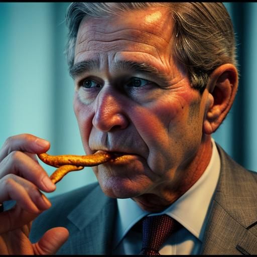George W. Bush Eating Pretzels: Cinematic Film Still