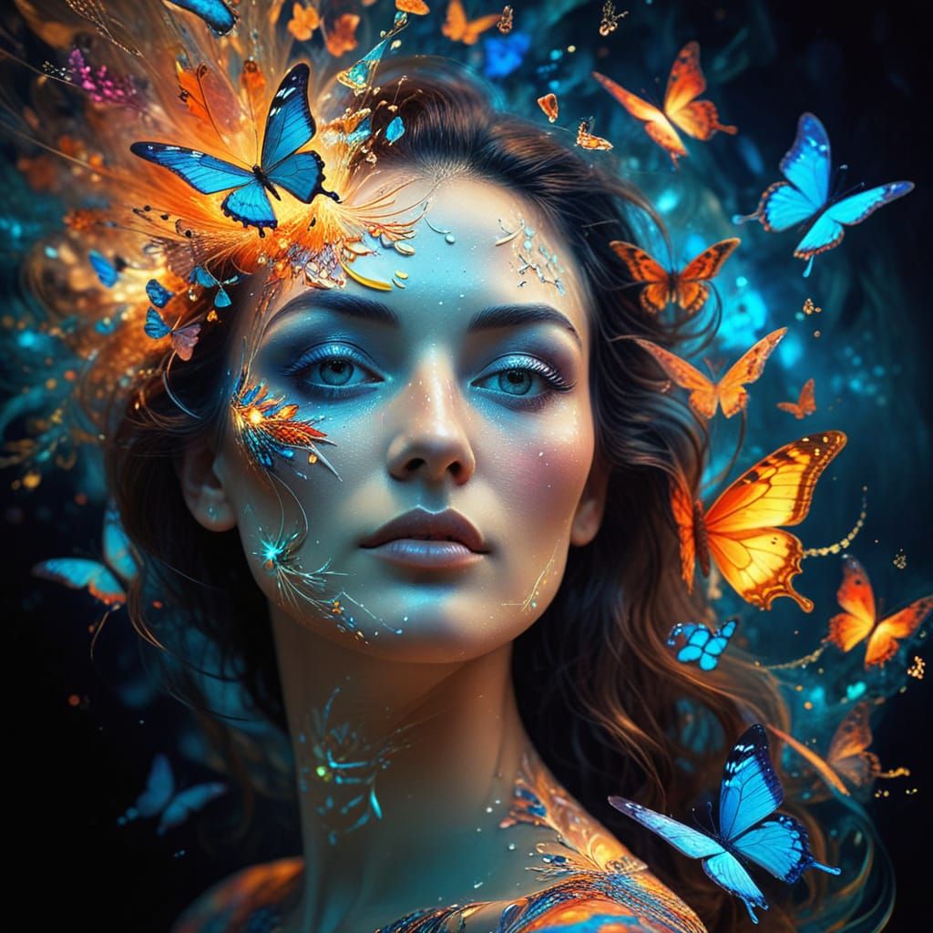 Ethereal Energy Being in Vibrant Digital Art