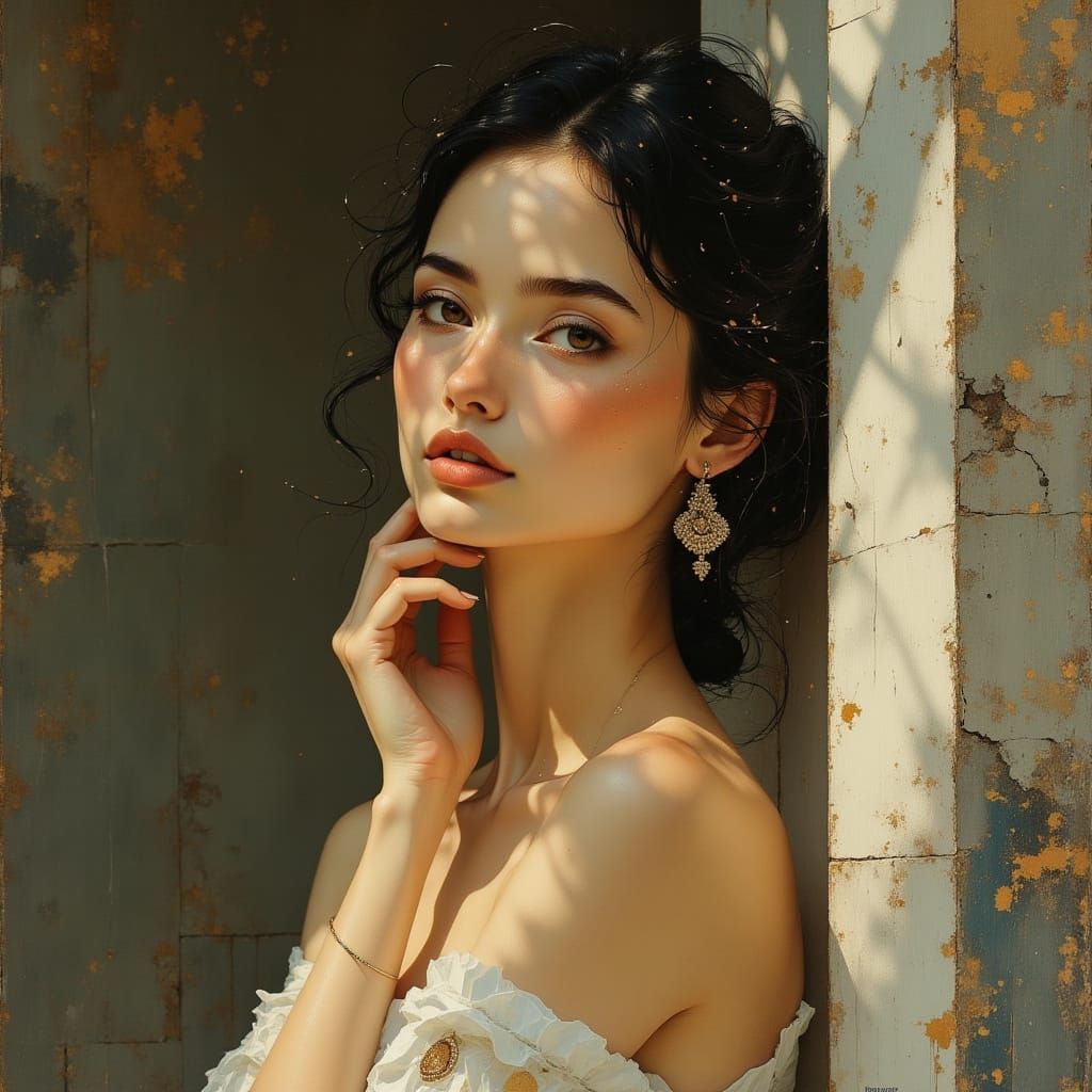 Elegant Woman Portrait in Art Nouveau Style