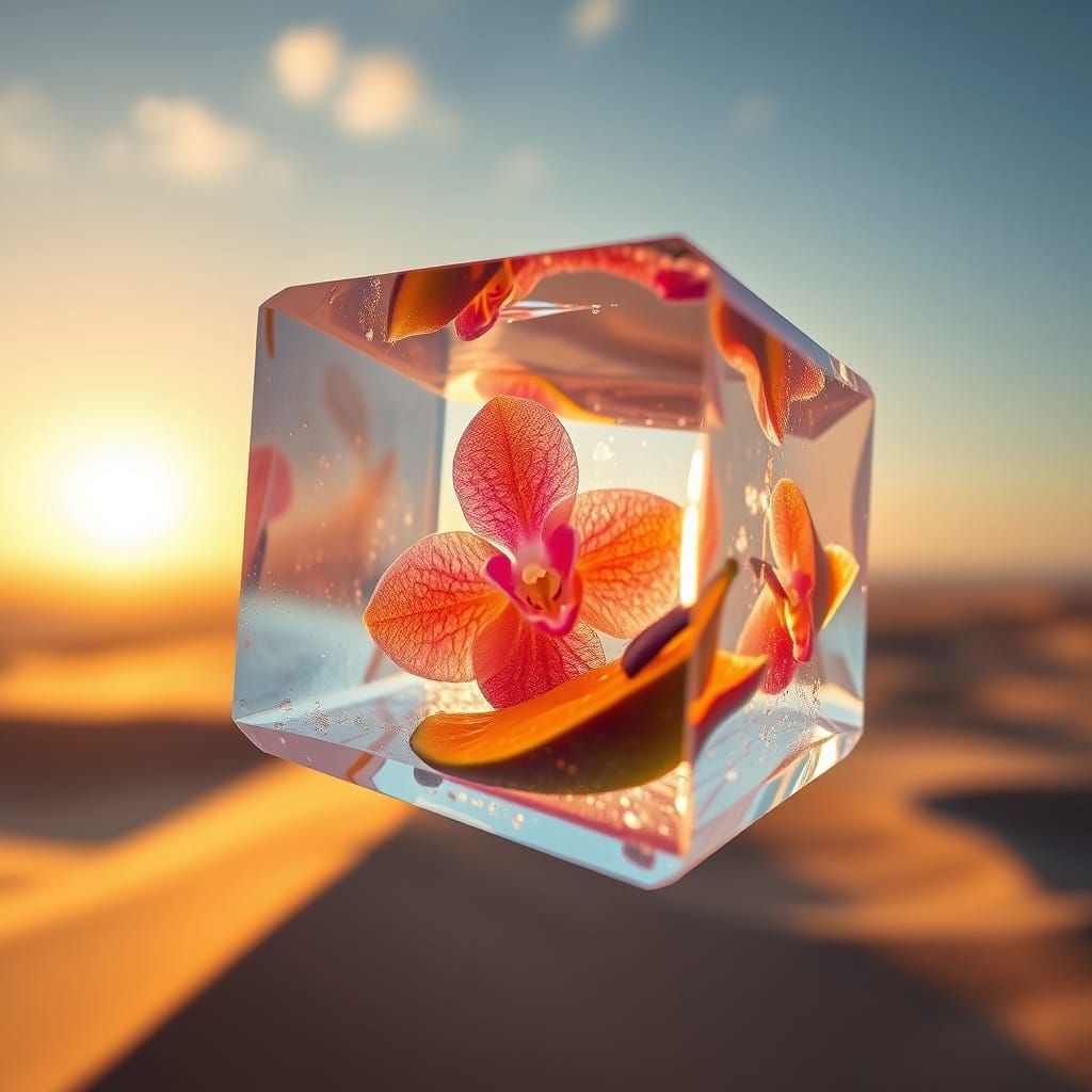 Perfect Ice Cube Prism Captures Tropical Sunset