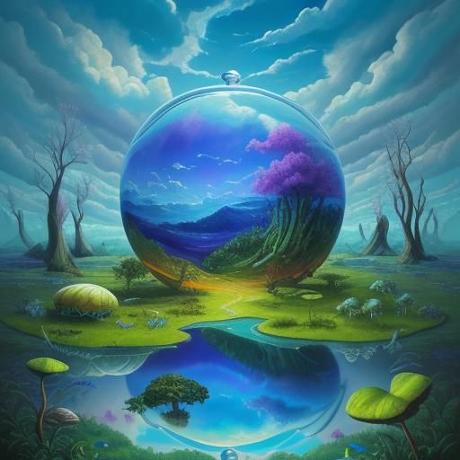 Magical Turtle on Magic Carpet in Surrealist Dreamscape