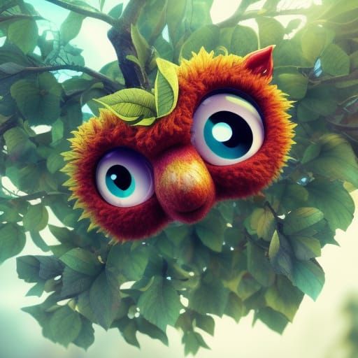 Hyperrealistic Apple Creature in 3D Cinematic Style