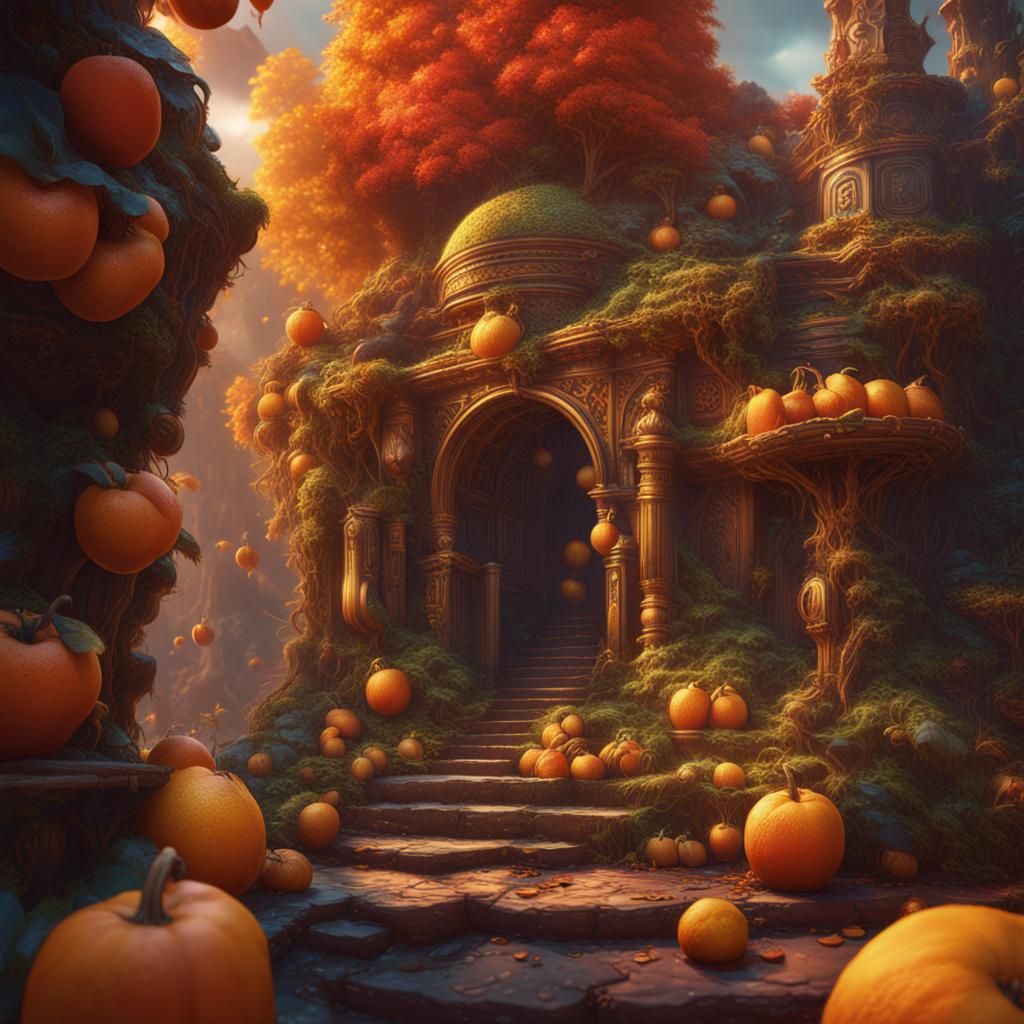 Fruit and Vegetable Still Life as Detailed Matte Painting