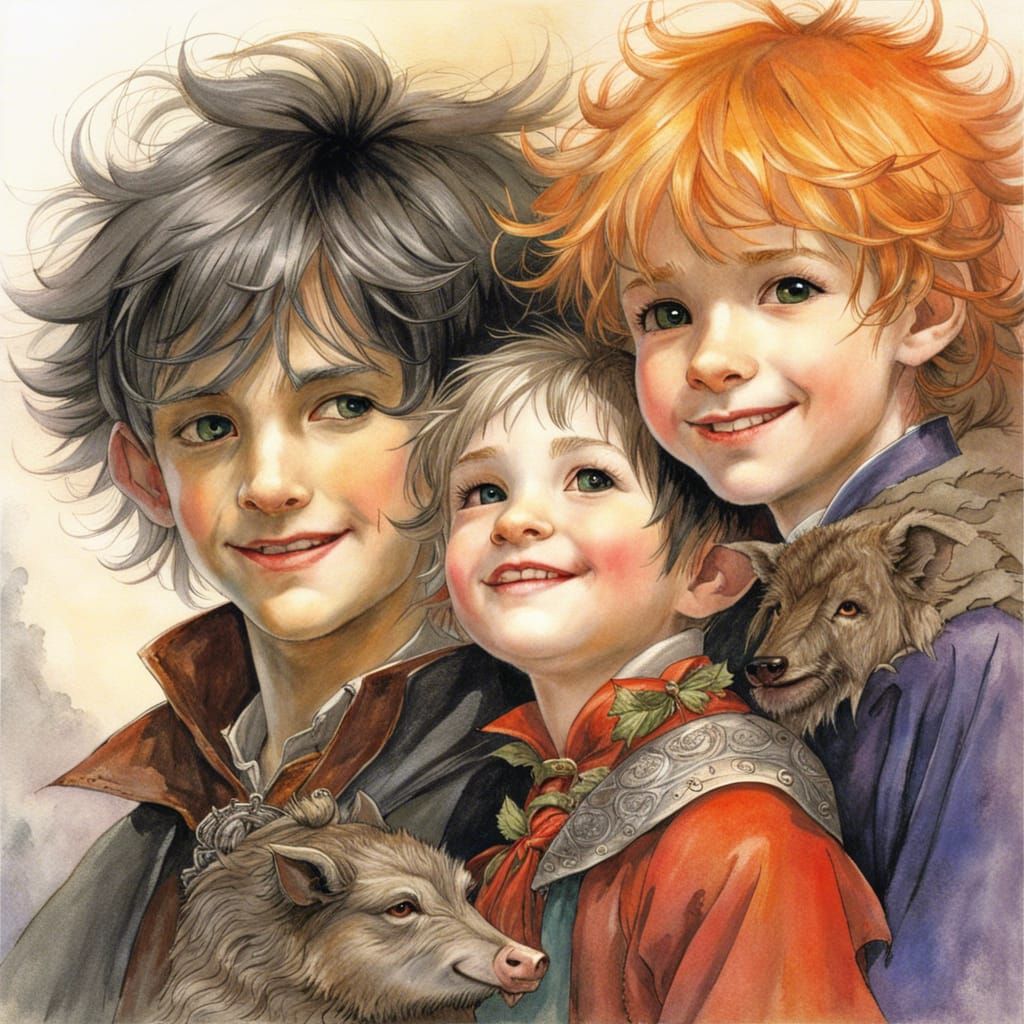 Enchanting Scene of Children in Costume, Art by Alan Lee