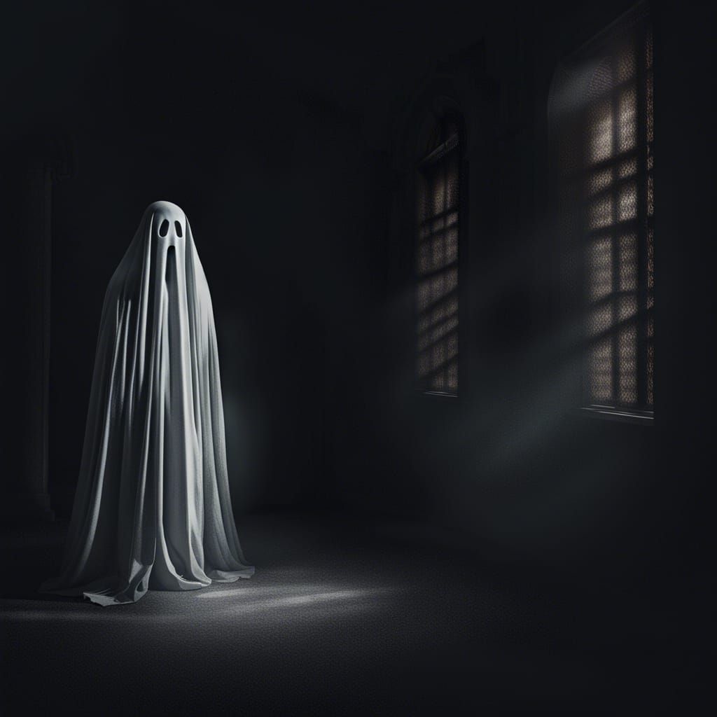 Ethereal Ghost Hiding in Dark Shadows