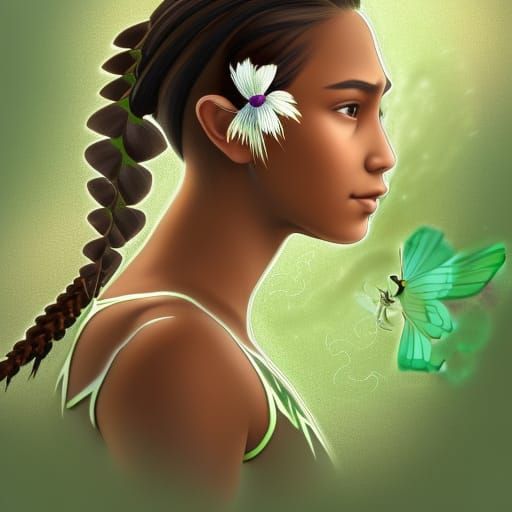 Native American Girl with Dragonfly Wings in Comic Art