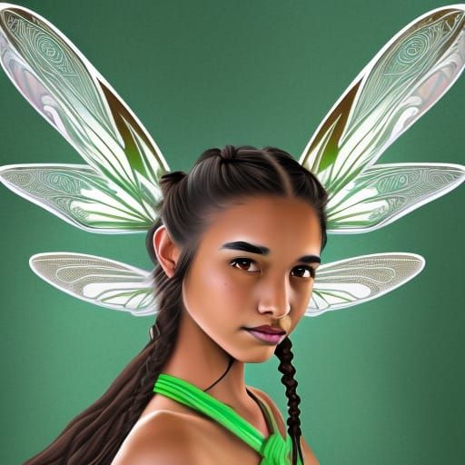 Native American Girl with Dragonfly Wings in Comic Art