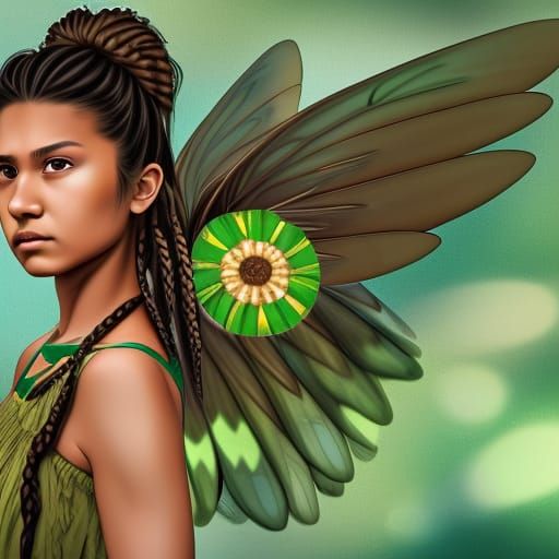 Native American Girl with Dragonfly Wings in Comic Art