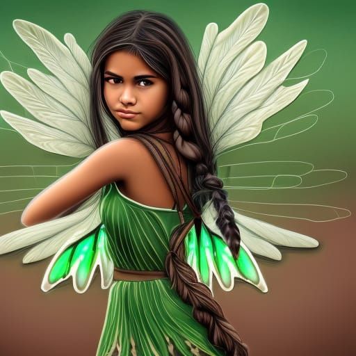 Native American Girl with Dragonfly Wings, Comic Book Art