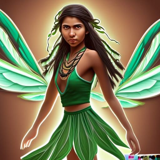 Native American Girl with Dragonfly Wings in Comic Art